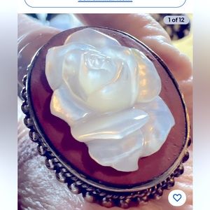 Stephen Dweck Oval Bronze Ring W/ MOP FLOWER CENTER Sz 7